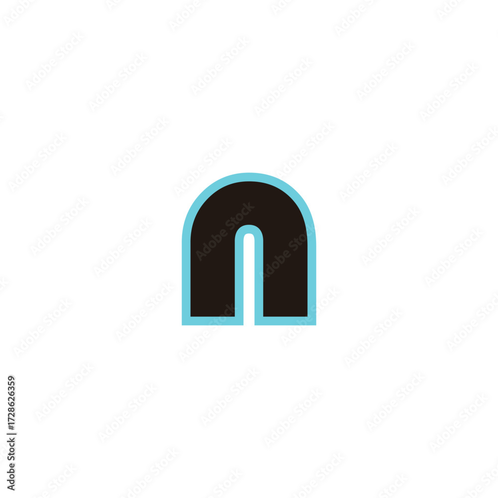 Fototapeta premium Letter n neon, blue geometric symbol simple logo vector