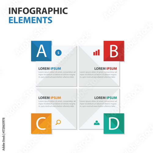Modern infographic elements with four quadrants labeled a b c and d for presentation and data visualization