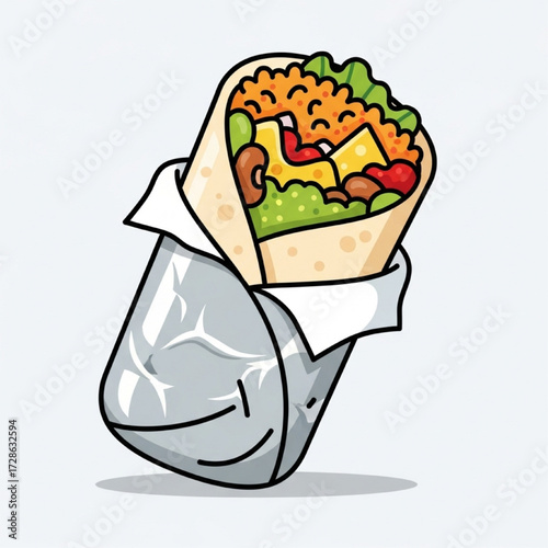 Delicious Cartoon Burrito Illustration Ready to Eat