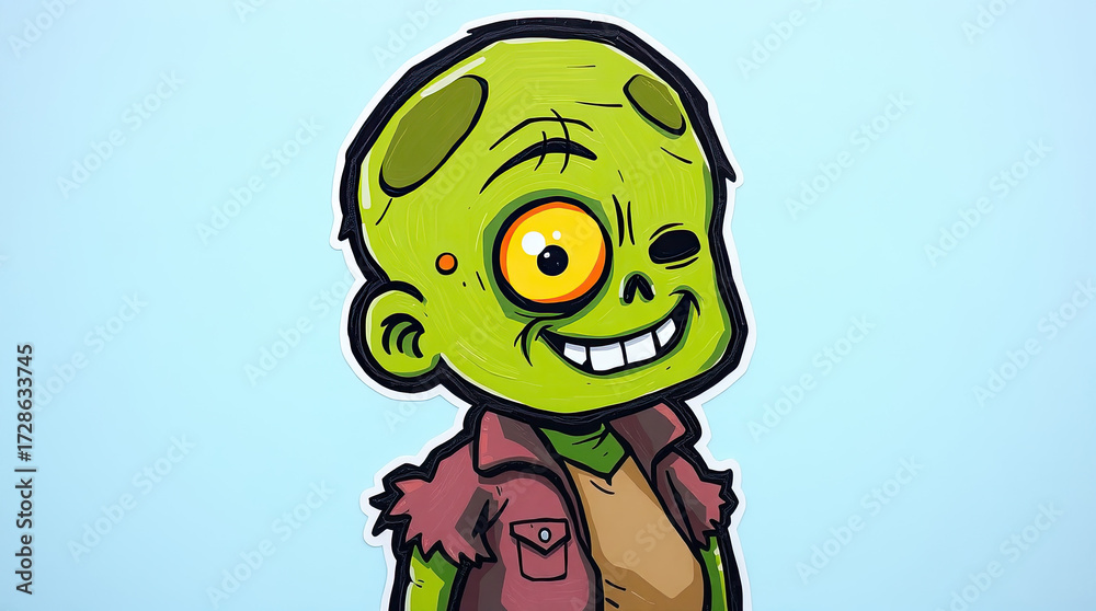 Obraz premium Creepy Zombie Cartoon Illustration Art