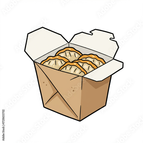 Delicious dumplings in a takeaway carton, perfect for a quick meal