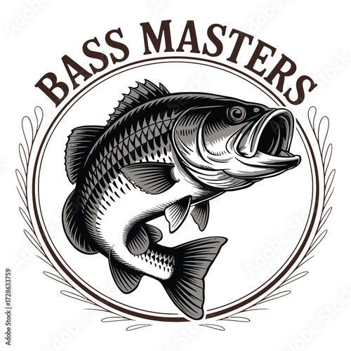 largemouth bass fish jumping sport fishing tournament mascot logo