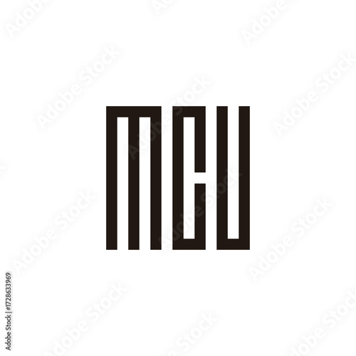 Letter M, C and U square, rectangles geometric symbol simple logo vector