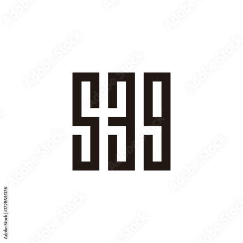 Number 5, 3 and 9 square, rectangles geometric symbol simple logo vector