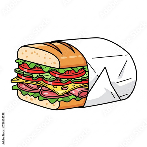Deliciously crafted sub sandwich with fresh ingredients and ample fillings, a delightful meal
