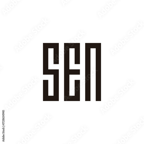 Letter SEN square, rectangle geometric symbol simple logo vector