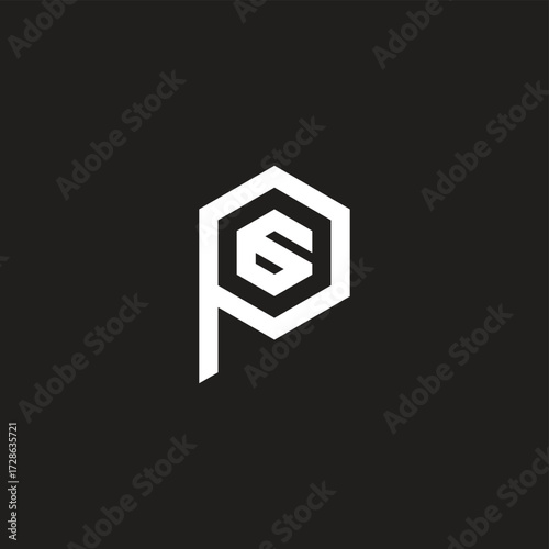 Letter 6 in P hexagon geometric symbol simple logo vector