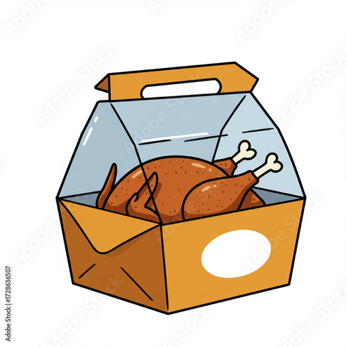 Delicious roasted whole chicken in a take-out box, perfect for any meal