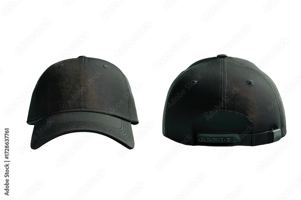 Fototapeta premium Dark-colored baseball cap, front and back view