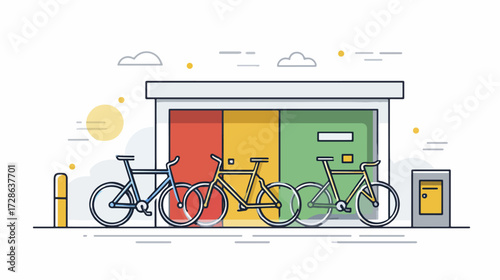Bicycles parked at a colorful shopfront