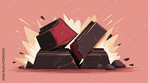 Broken chocolate bar pieces