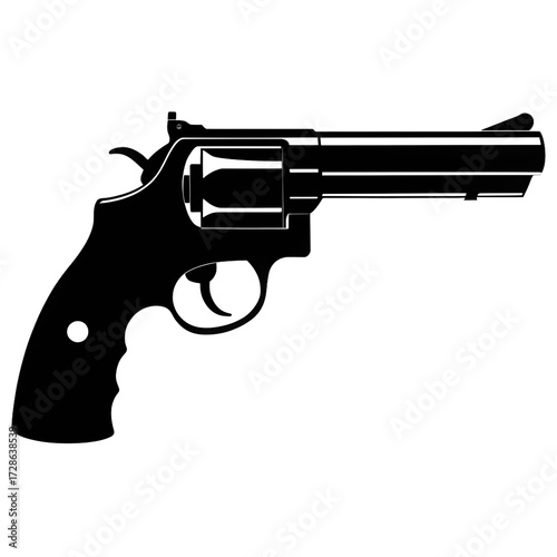 Wallpaper Mural Black silhouette of a revolver handgun with a long barrel isolated on white background ,PNG. AI Generated. Torontodigital.ca
