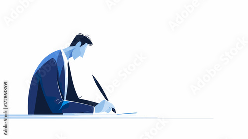 Business person writing