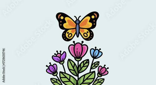 Butterfly and flowers illustration