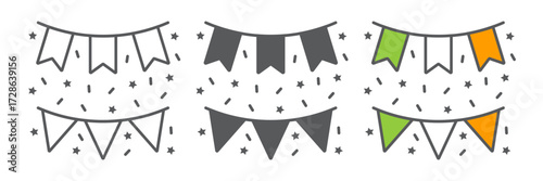 Paper garlands icon, st patrick s day and holiday, birthday garland sign, vector graphics, a linear pattern on a white background, editable stroke.