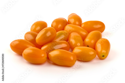 Yellow Tomatoes Heap, isolated on white background