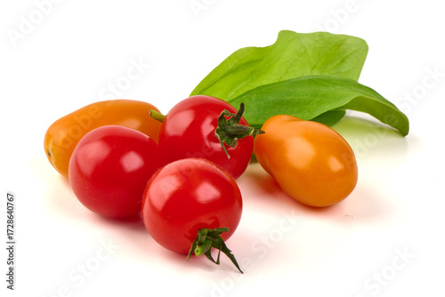 Cherry Tomatoes Salad Greens, isolated on white background