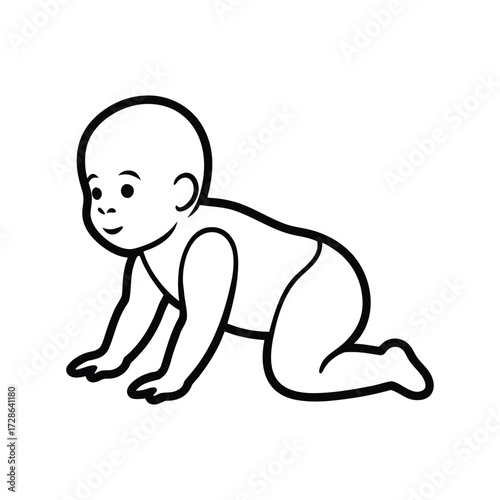 a baby crawling minimal vector line art.eps