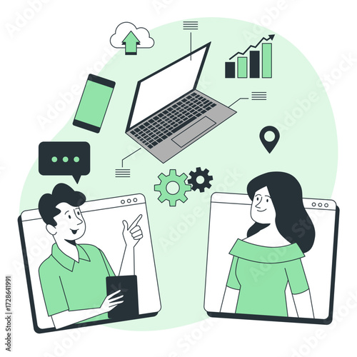 Online tech talks Cartoon Illustrations
