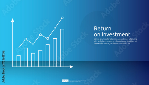 business growth arrow raise up concept to success. Finance vision stretching rising up. banner flat style vector illustration. Return on investment ROI. currency chart increase. stock and investment