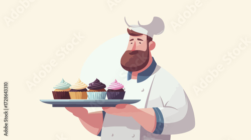 Chef serving cupcakes