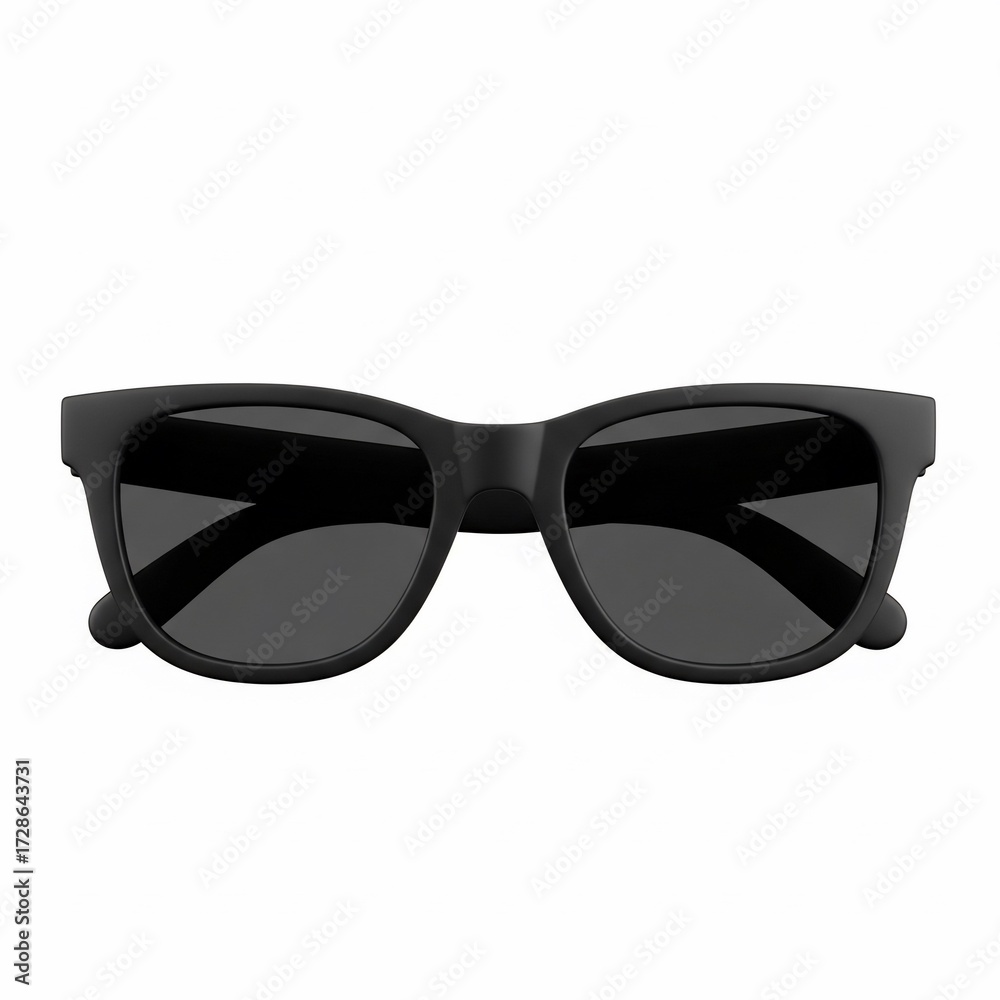 Fototapeta premium Classic Black Sunglasses with Dark Lenses on a White Background.