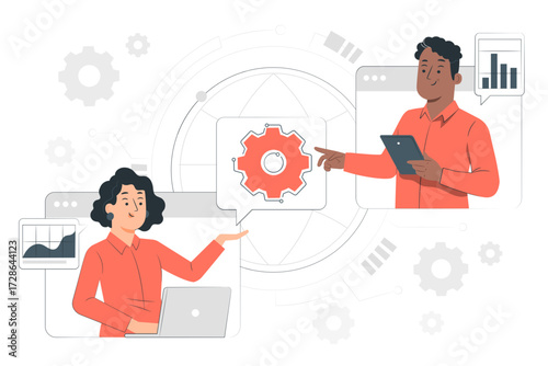 Online tech talks Semi Flat Illustrations
