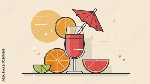 Citrus cocktail illustration