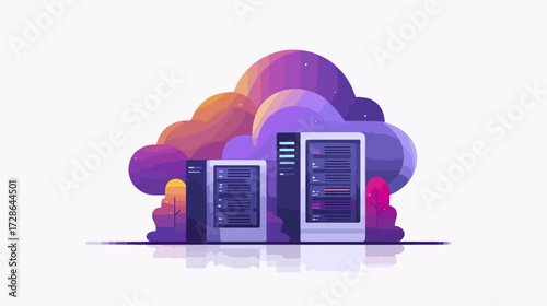 Cloud computing servers illustration