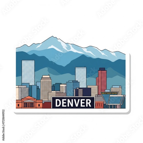 Denver Skyline Cityscape Mountain View.