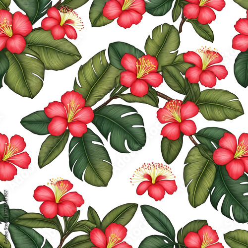 Ohi'a Lehua Flowers on White