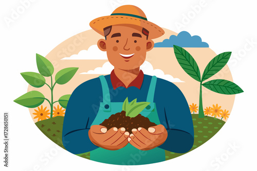 farmer planting a tomato