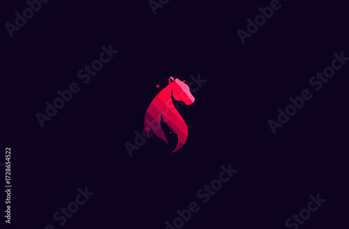Stylish horse head silhouette art in red hues against dark background