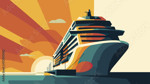 Cruise ship at sunset