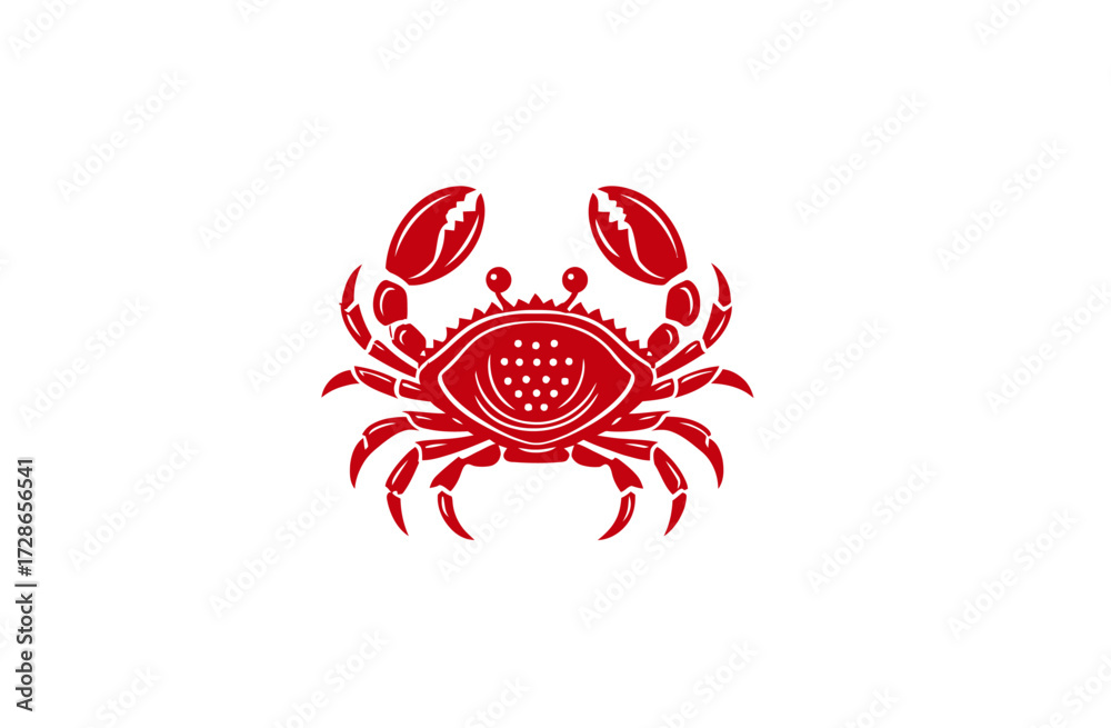 Obraz premium Red crab illustration with a textured, geometric design on a white background