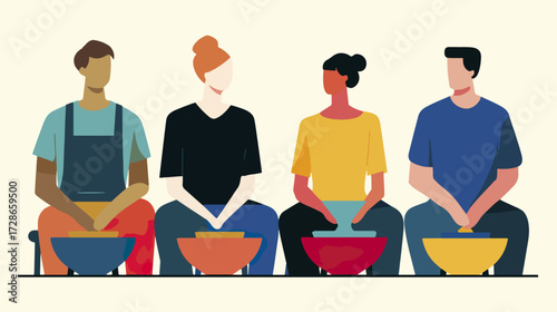 Diverse group engaged in creative activity