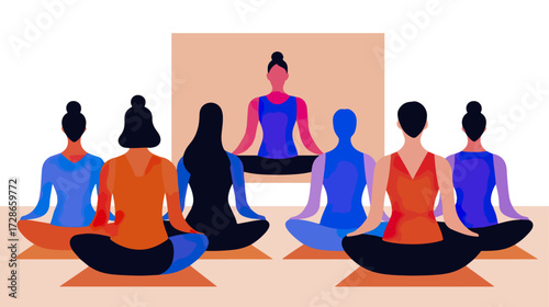 Diverse group of people in yoga meditation