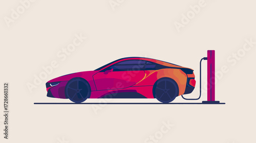 Electric car charging illustration