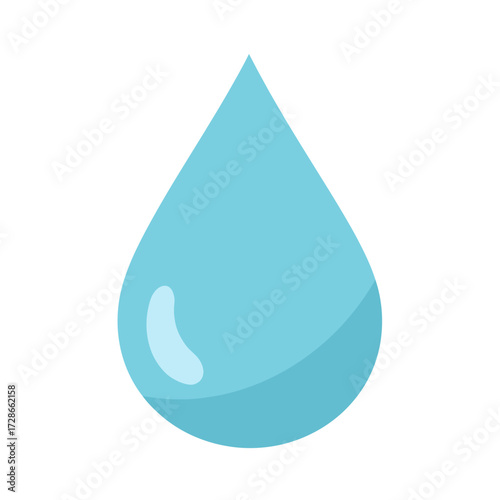 Simple Blue Water Drop Illustration. Clean Liquid Droplet Icon Symbolizing Purity, Freshness, and Hydration. Isolated Graphic Element on White Back...