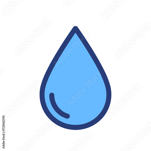 Blue Water Droplet Icon. Simple Flat Design Illustration for Hydration, Purity, or Liquid Concepts.