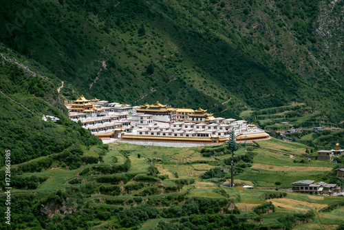 Tibetan Buddhist temple in the mountains