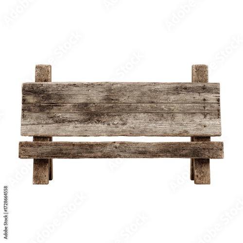 Rustic wooden sign, top view