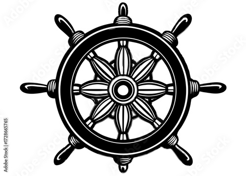 Ship Wheel Silhouette, Columbus Day Maritime SVG, PNG
