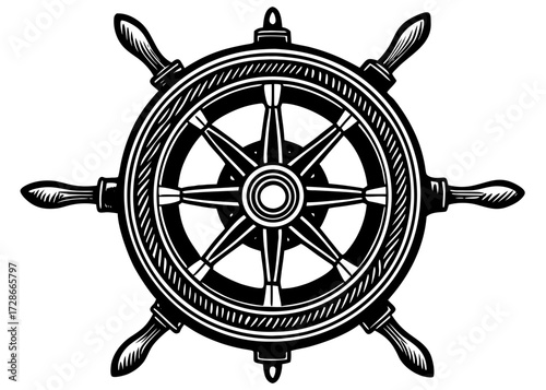 Ship Wheel Silhouette, Columbus Day Maritime SVG, PNG