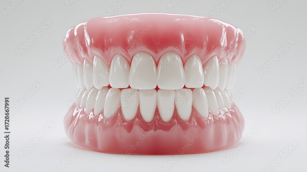 Obraz premium Realistic dental model showcasing healthy teeth and gums for educational purposes in a clinical setting