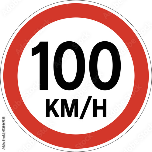 100 km/h speed limit traffic sign vector illustration scalable eps icon silhouette