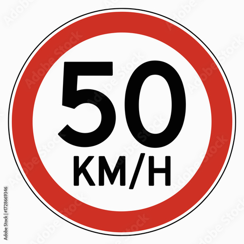 Vector illustration of a 50 km/h speed limit traffic sign silhouette