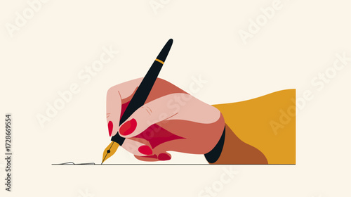 Hand writing with fountain pen