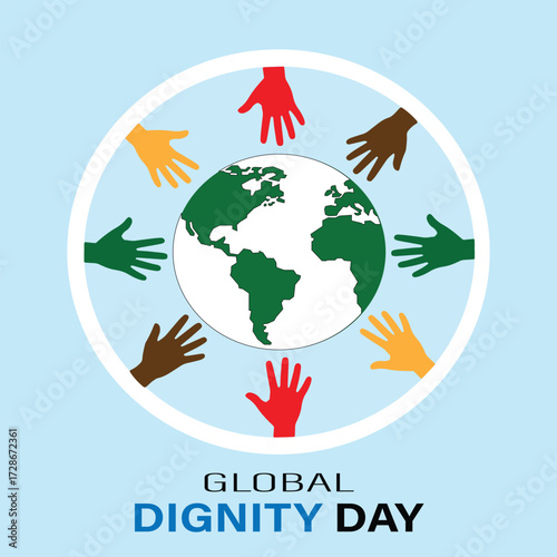 Global Dignity Day Hands of Diverse People Reaching Towards the Earth