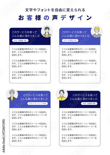 お客様の声テンプレートデザイン｜レビュー・体験談掲載用（ベクター）